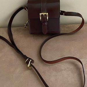 Joan and David brown leather crossbody handbag